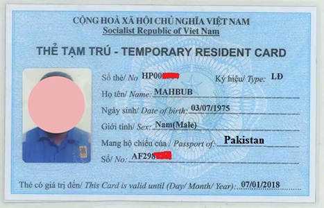 Thẻ tạm trú 02 năm cho người Pakistan